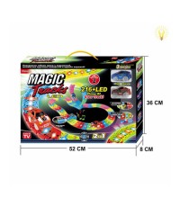Гоночний трек з 2 машинками Magic Track Меджик Трек 216 деталей + LED. Нова версія PT216LED